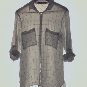 Zara - White Checkered Boyfriend Button Down